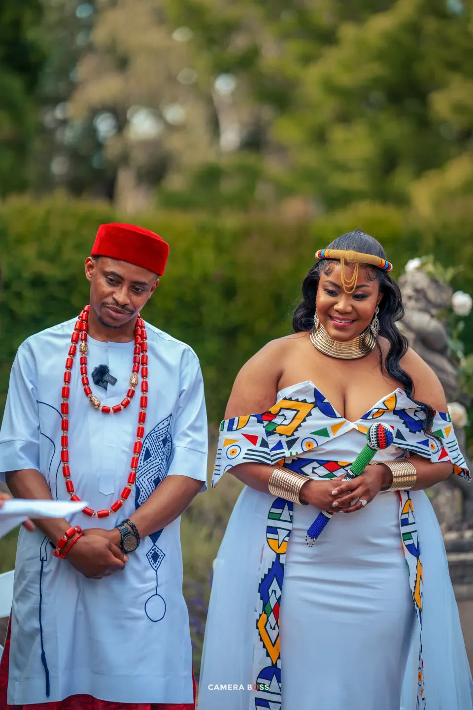 Vanessa and her partner together in traditional dress. CameraBoss portfolio: Vanessa Wedding.
