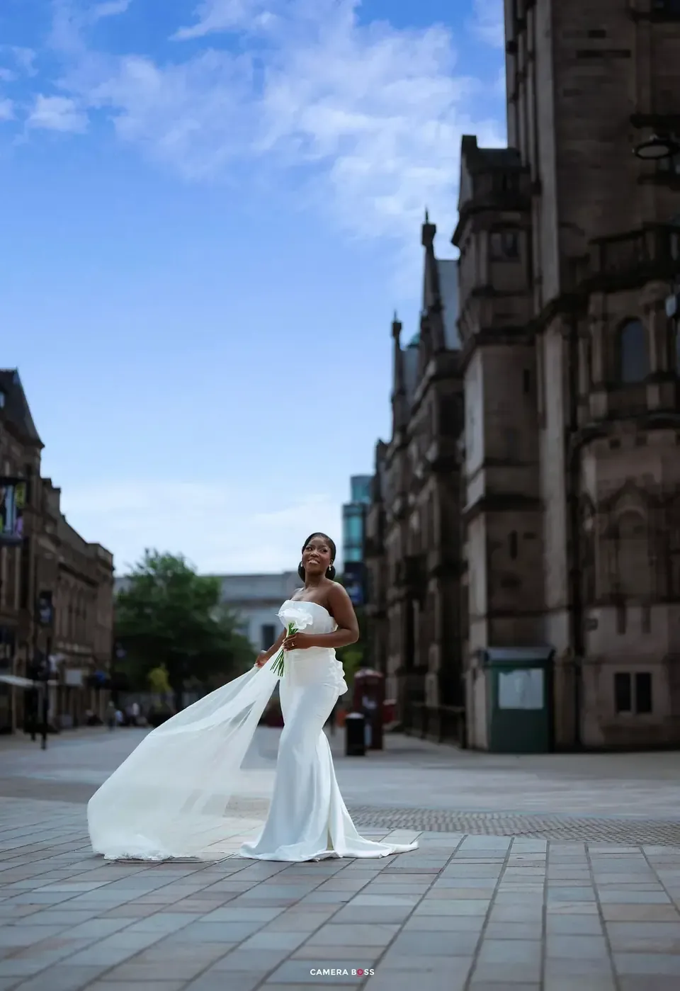Bridal portrait on a city street