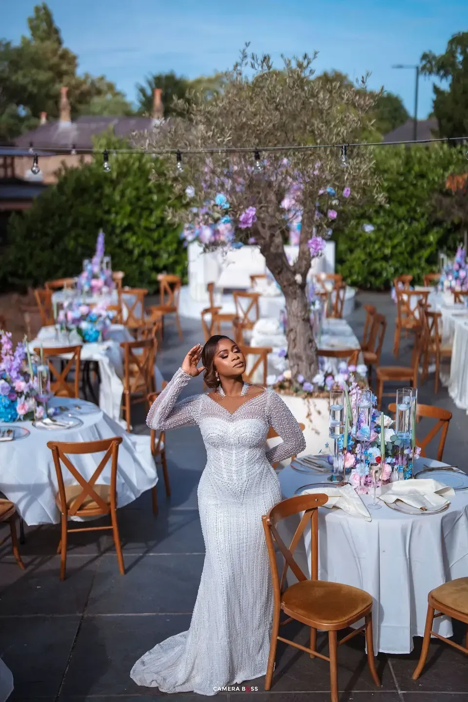 Cynthia at the wedding reception