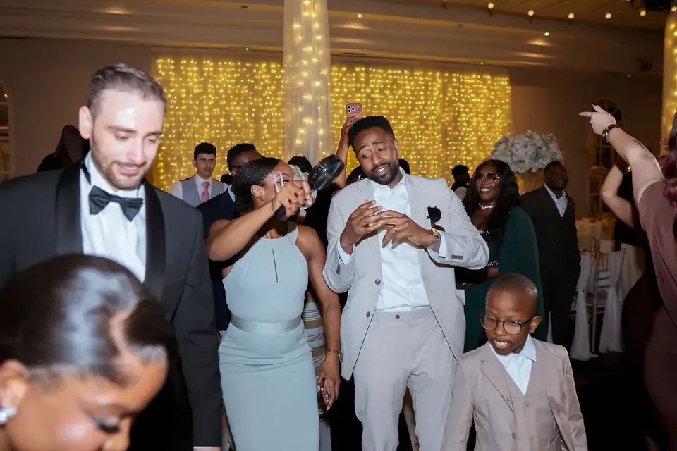 Guests dancing at the wedding reception